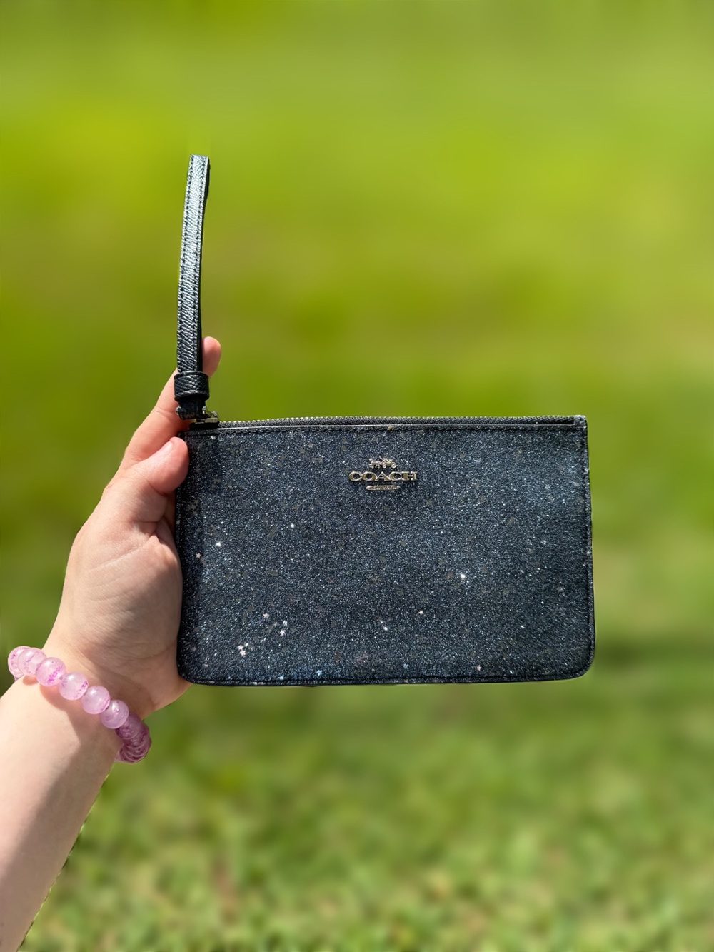 Coach Boxed Star Glitter Corner Zip Wristlet